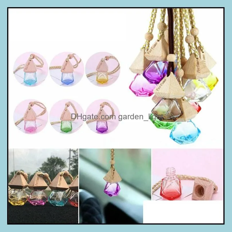 newest car perfume bottle pendant essential oil diffuser 9 colors bag clothes ornaments air freshener pendant empty glass bottle