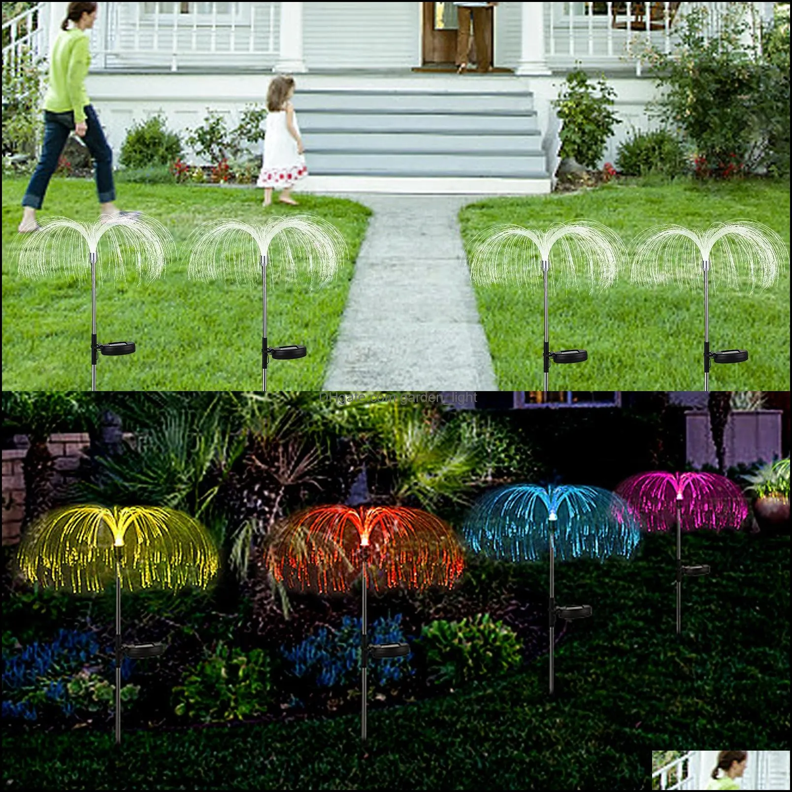 2pcs/set solar firework lights outdoor garden decoration lamps christmas terrace lawn light for country house party waterproof led