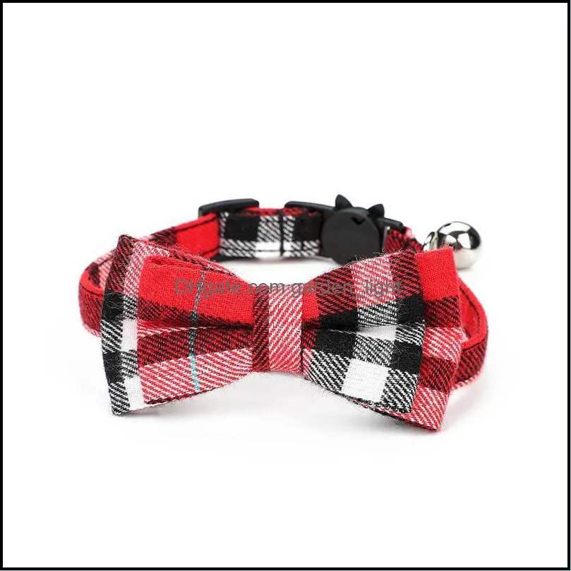 pet adjustable plaid grid cat collars cotton striped bowknot necklace bow tie cat party bandana collar pet supplies