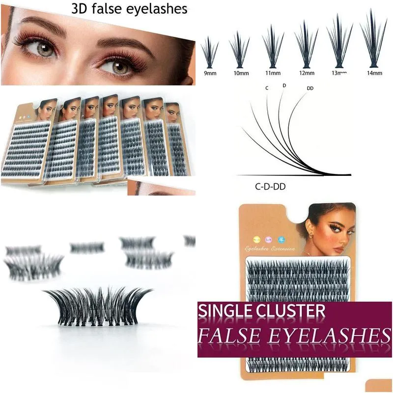 false eyelashes 9mm15mm cluster thick c/d curl individual eyelash extension lashes bunches professional makeup faux eye lashesfalse