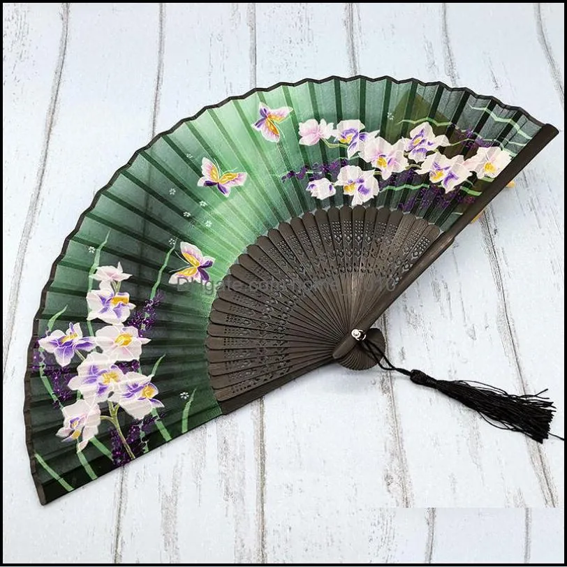 party favor vintage style silk folding fan chinese japanese pattern art craft gift home decoration ornaments wedding dance hand fans