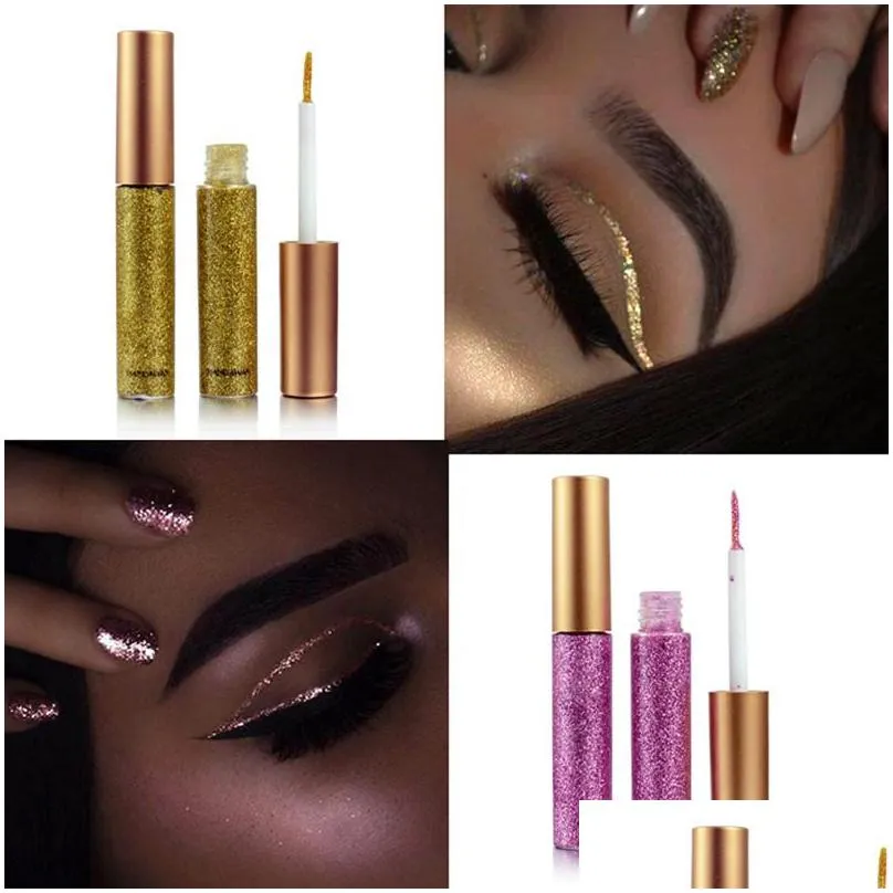 2dropshipping 2018 new brand makeup handaiyan 10 colors waterproof liquid eyeliner glitter eyeshadow highlighter make up eye liner