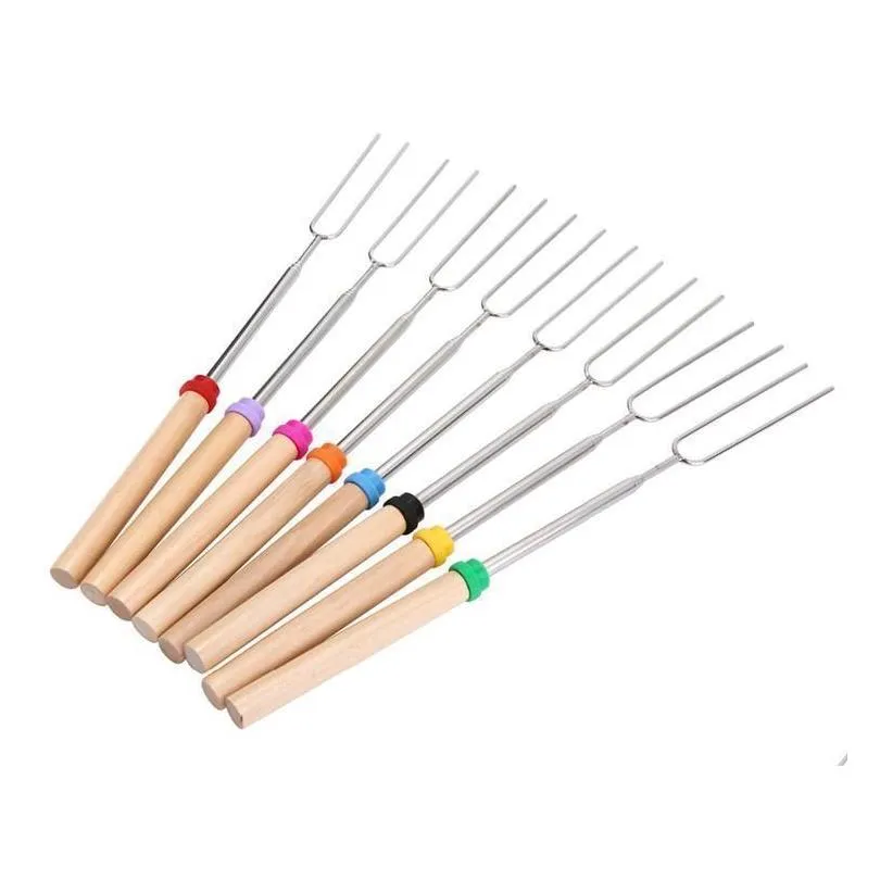 stainless steel bbq tools marshmallow roasting sticks extending roaster telescoping cooking/baking/barbecue 0509
