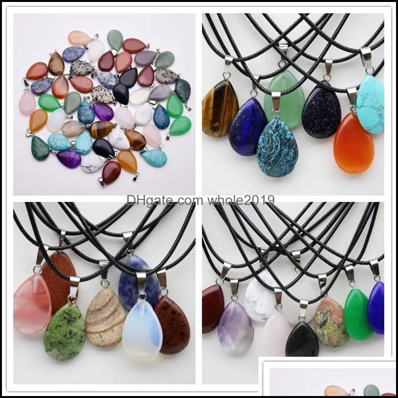 water drop stone pendant quartz crystal agates turquoises malachite stone for diy jewelry making necklace accessories