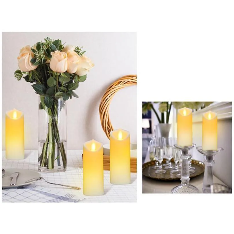 candles led flameless 3pcs/ 6pcs lights battery operated plastic pillar flickering candle light for party decor