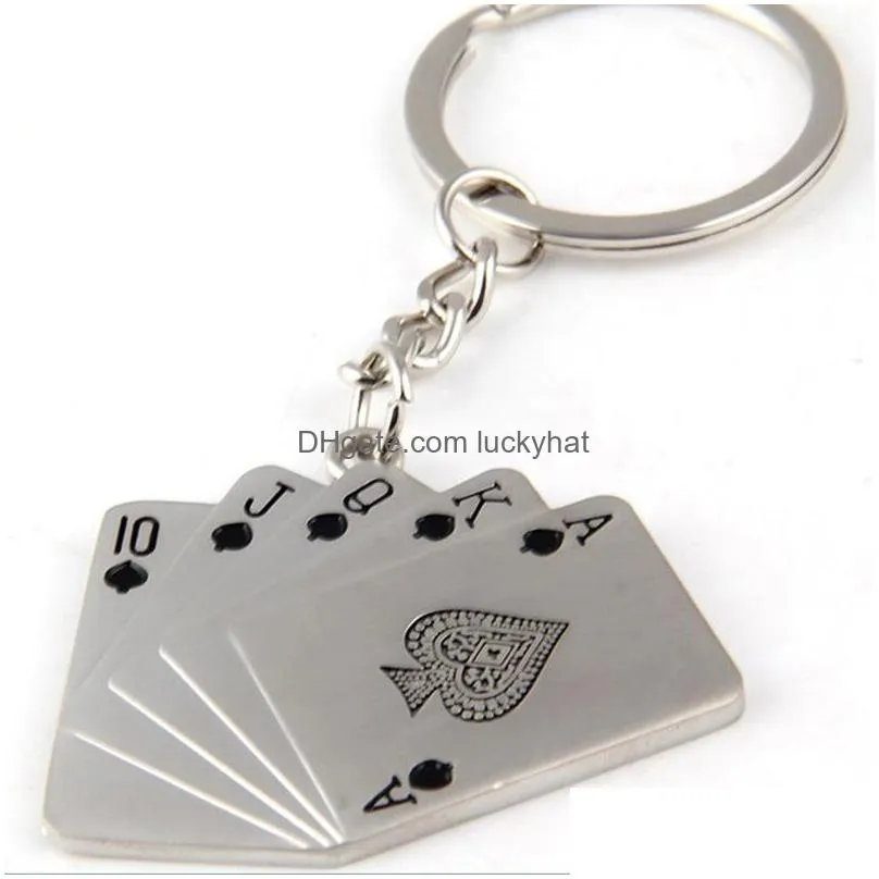 poker flush key chain metal creative hearts spade flush poker key chain creative poker key chain