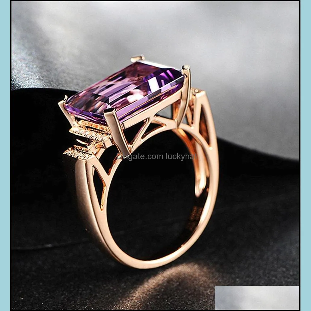 big amethyst gemstone ring hollowedout silver rings exaggerated silver hand jewelry for women crystals rings