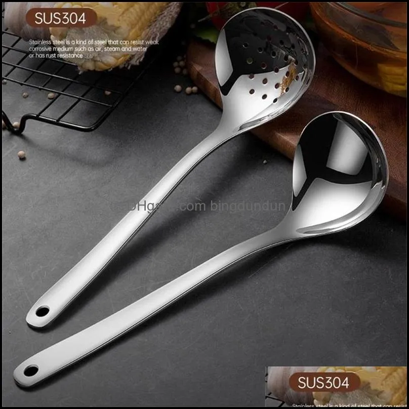 304 stainless steel spoon colander utensils lengthened thickened light pot drain wall spoons cooking tools