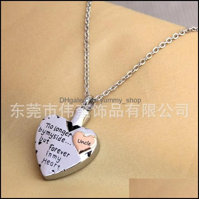 silver heart stainless steel memorial necklace for mom dad pet no longer by my side forever in my heart cremation pendant jewelry 816