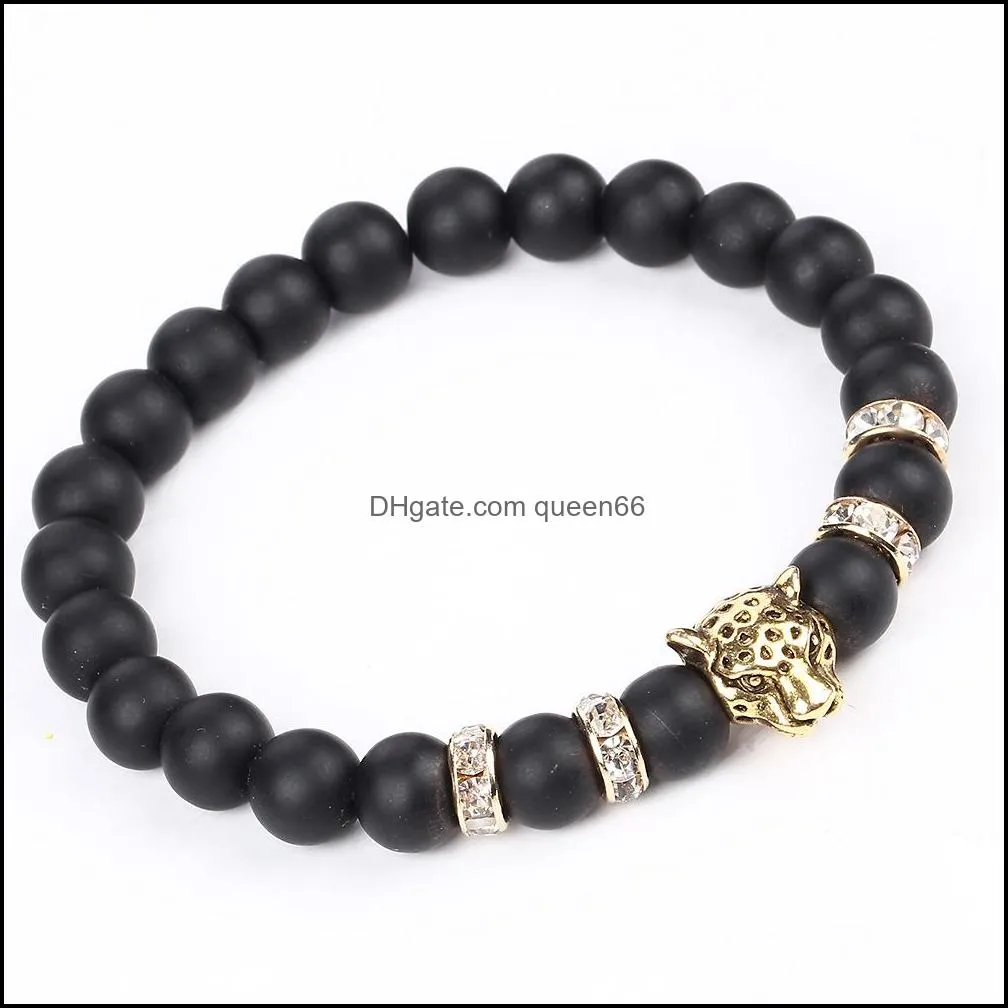 charms bracelets for men plated buddha leo  head bracelet black lava natural stone beaded bracelets