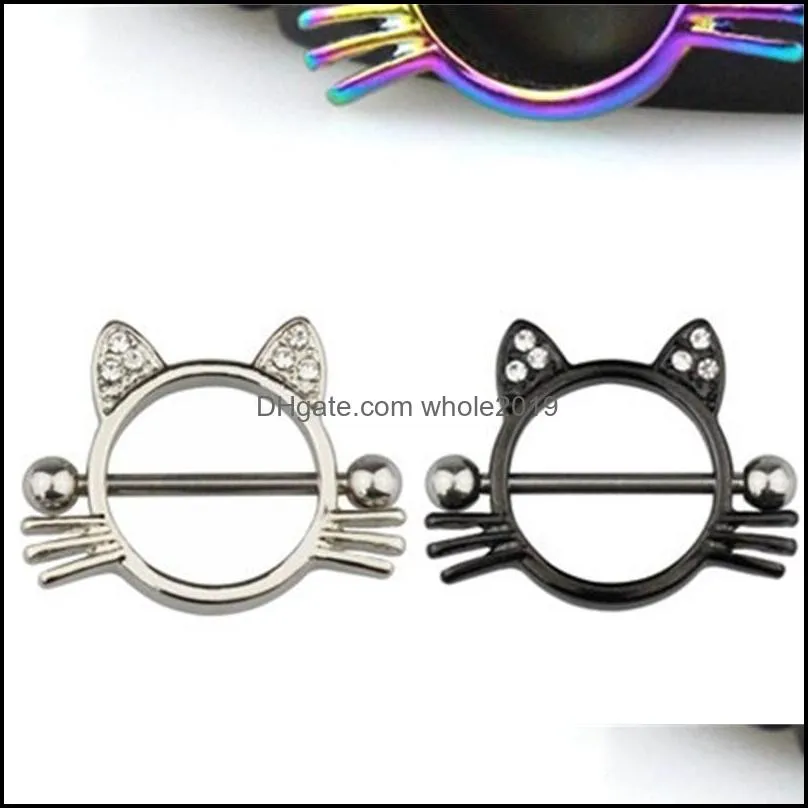 cat breast piercing jewelry stainless steel nipple rings bar shield cover barbell adult for women sexy piercings 165c3