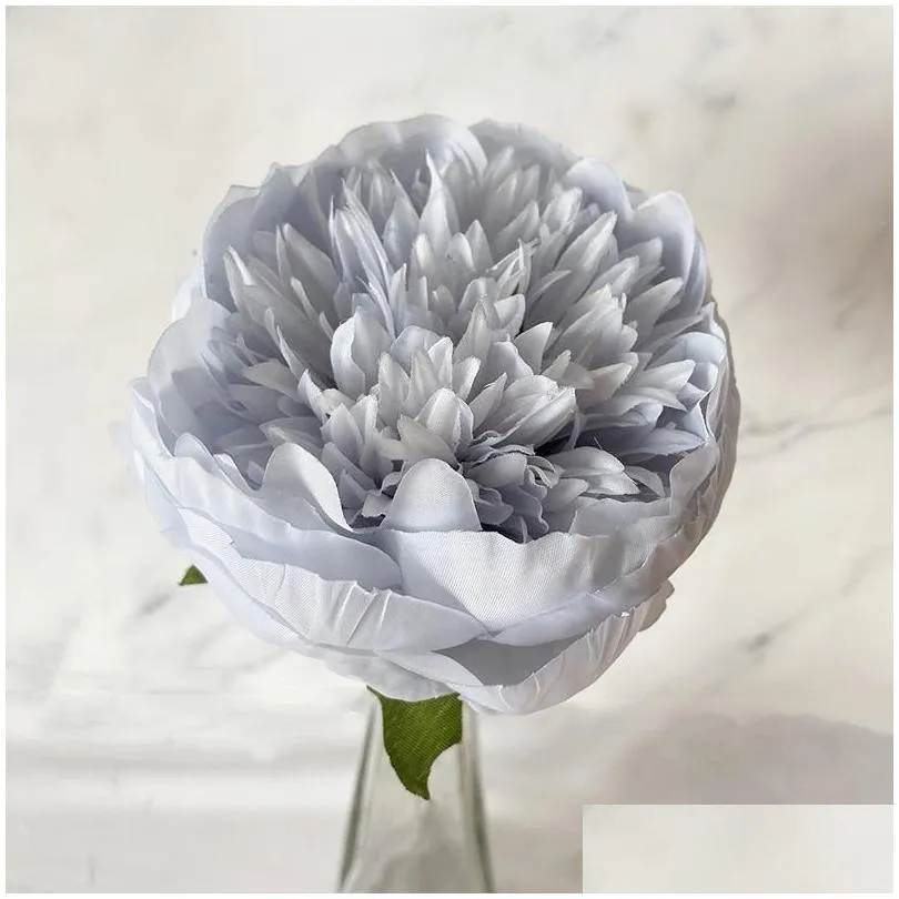 high quality peony artificial flower head with stem silk clothe fake for wedding home garden decoration decorative flowers 