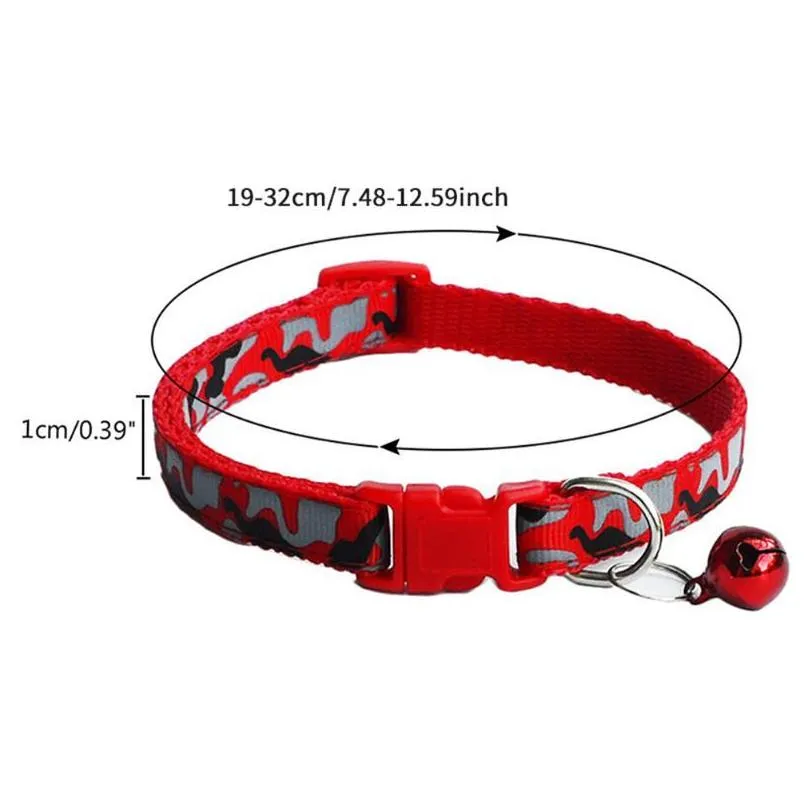 dog collars leashes cat collar with bell camo neck strap polyester adjustable buckle kitten puppy pet leash animal accessories