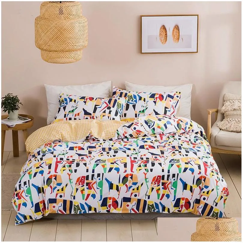 in stock bed sheet sets fitted flat sheets 3 pcs 7 colors twin double queen king bedding sets quilt cover bed pillowcases