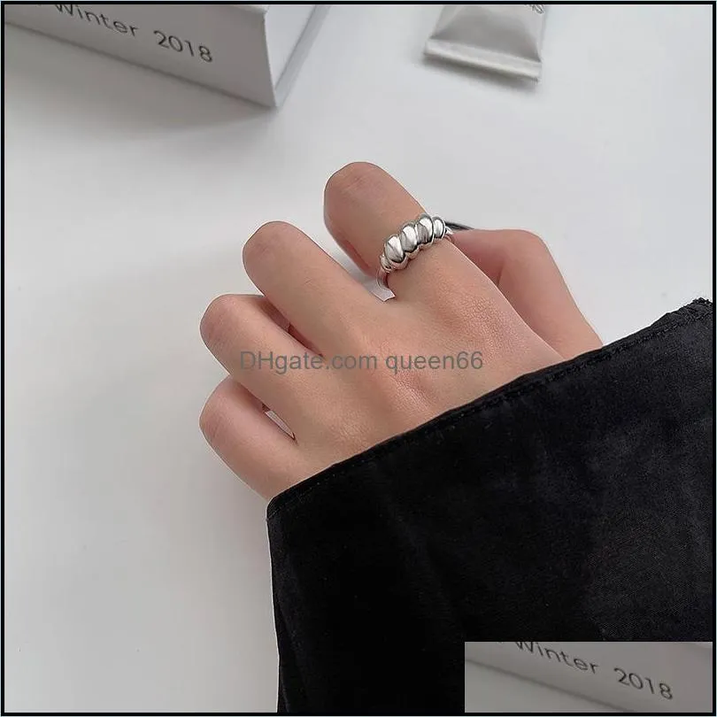 925 silver irregular twist ring female simple unique design sense smooth trend fashion party couple