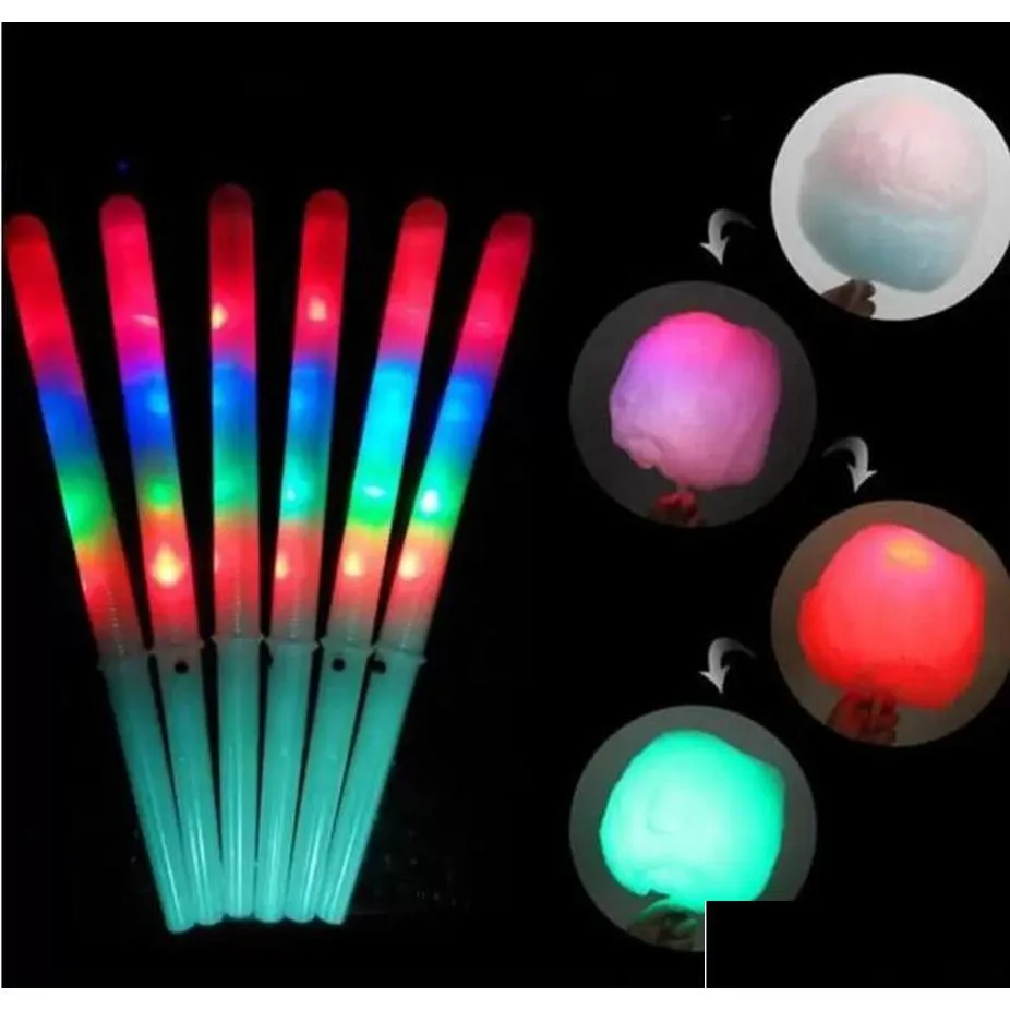 new 28x1.75cm colorful party led light stick flash glow cotton candy stick flashing cone for vocal concerts night parties dhs fy5031
