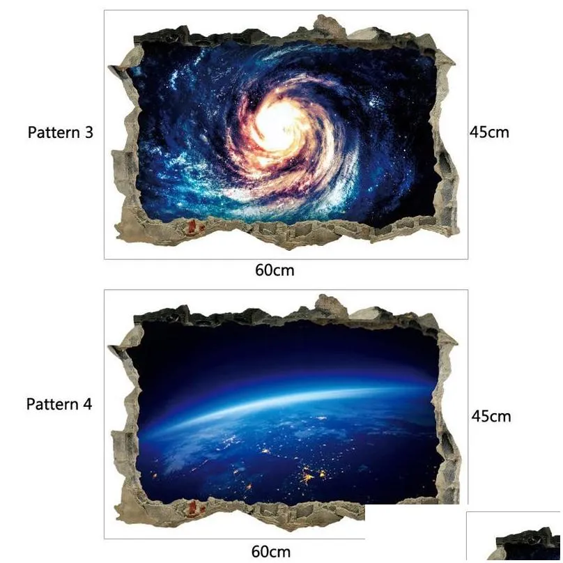 wall stickers 3d star universe series broken for kids baby rooms bedroom home decoration decals mural poster sticker on the