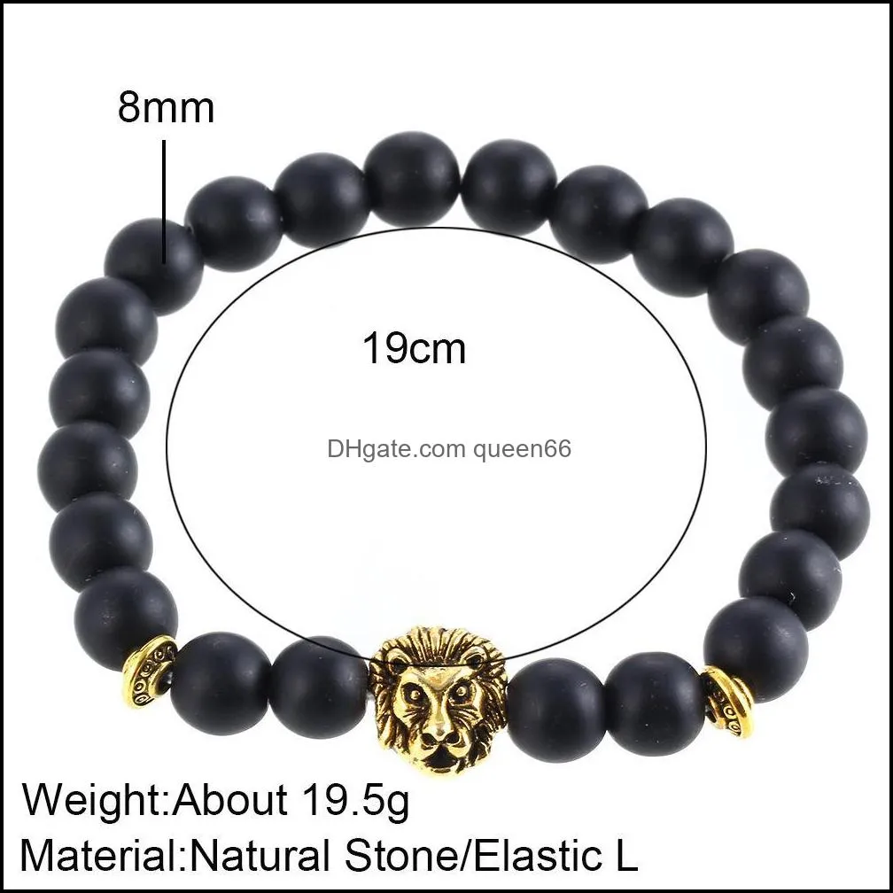 charms bracelets for men plated buddha leo  head bracelet black lava natural stone beaded bracelets