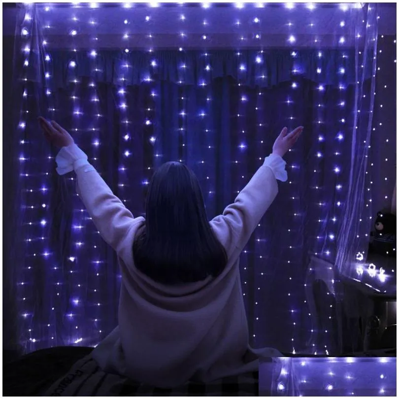 christmas decorations for home 3x0.5m/ 3x2m/ 3x3m led curtain copper wire string fairy lights garland year 2021 q
