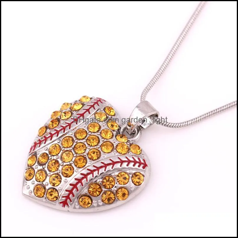 charm rhinestone baseball necklace party supplies softball pendant party favor necklace love heart sweater jewelry accessories