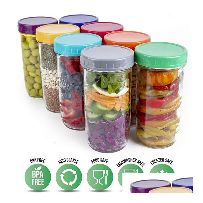 red pink green colored plastic mason jar lids for ball regular mouth wide mouth bpa food grade plastic storage caps for