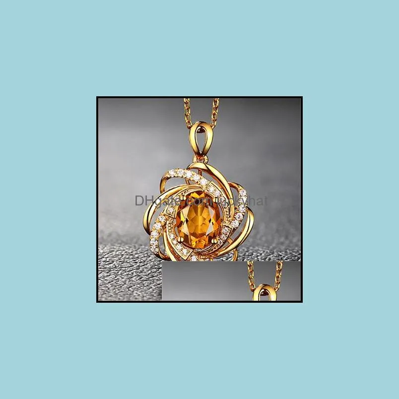 yellow crystal citrine gemstones diamonds pendant necklaces for women gold tone choker chain jewelry gold necklace