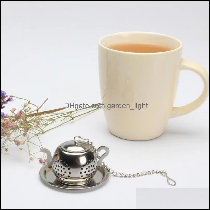 gold 304 stainless steel tea infuser teapot tray spice tea strainer herbal filter teaware accessories kitchen tools tea infuser