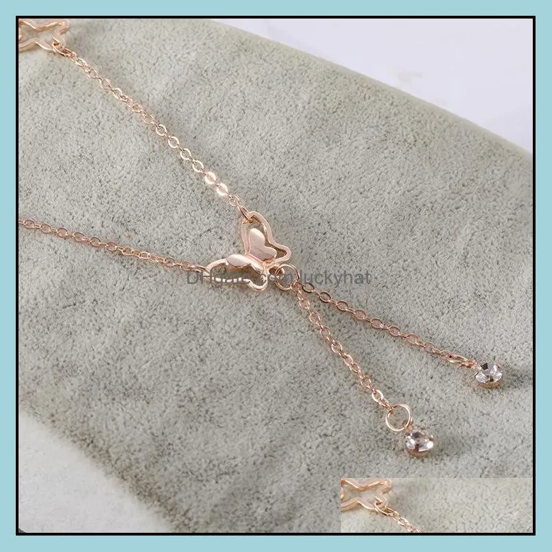 temperament butterfly single drill tassel anklet female korean fashion bracelet accessories wholesale 