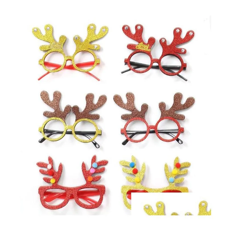 2021 happy new year christmas glasses 40 styles festival party decoration kids adult photo props glitter eyeglasses frame xmas