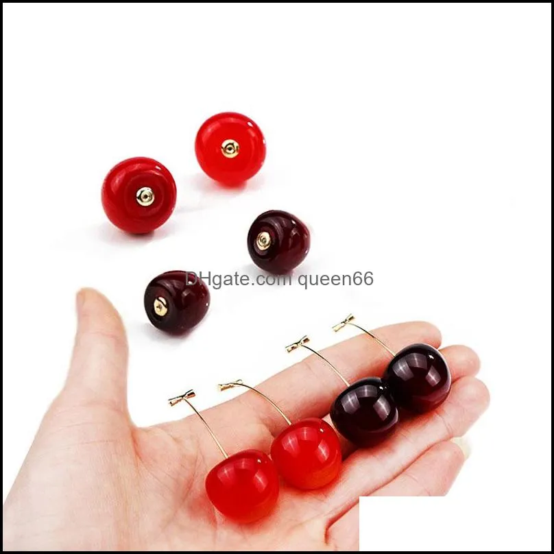 dangle chandelier boho fruit cherry earrings cute red purple for women accessories korean fashion fun jewelry kawaii gifts aretes