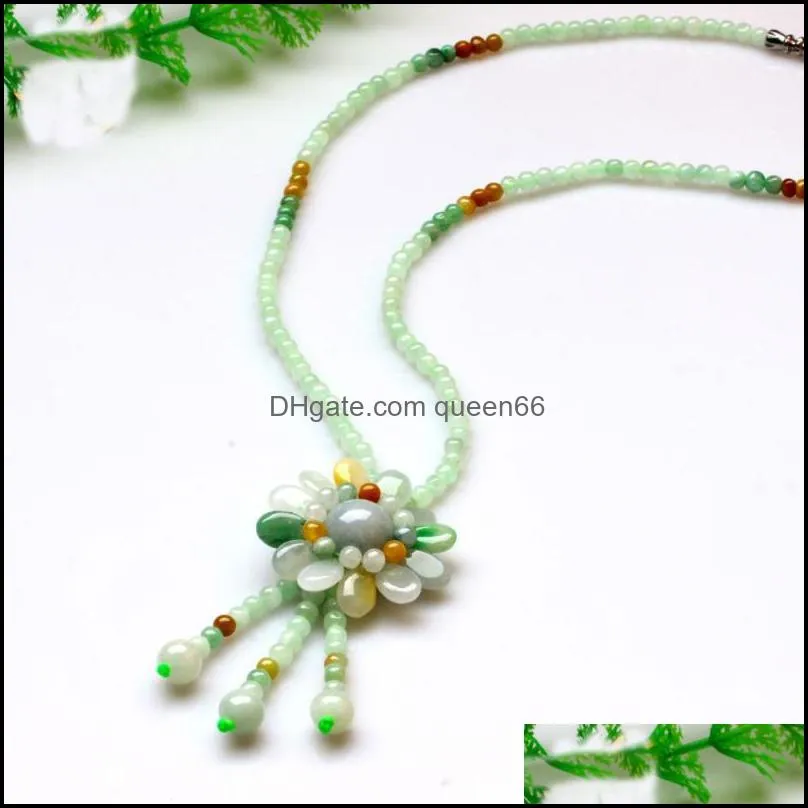 pendant necklaces myanmar jadeagoods sunflower necklace jade round beads sweater chain womens jewelry pendantpendant