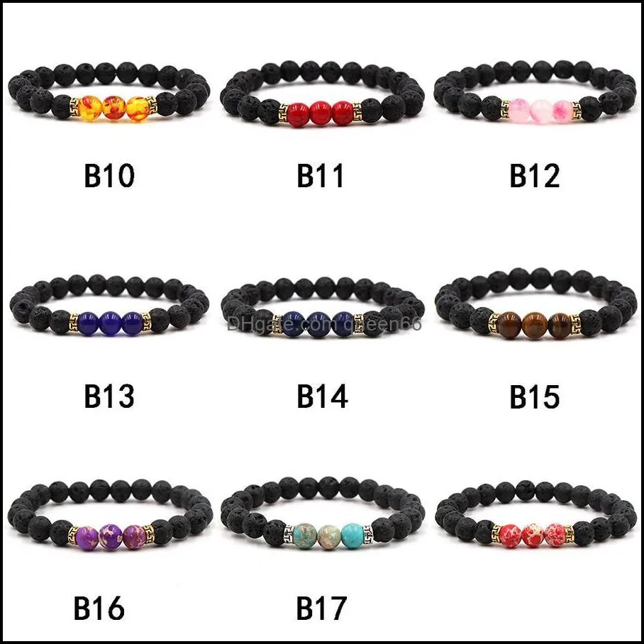 lava rock stone bead bracelet chakra charm natural stone  oil diffuser beads chain for women men fashion crafts jewelry