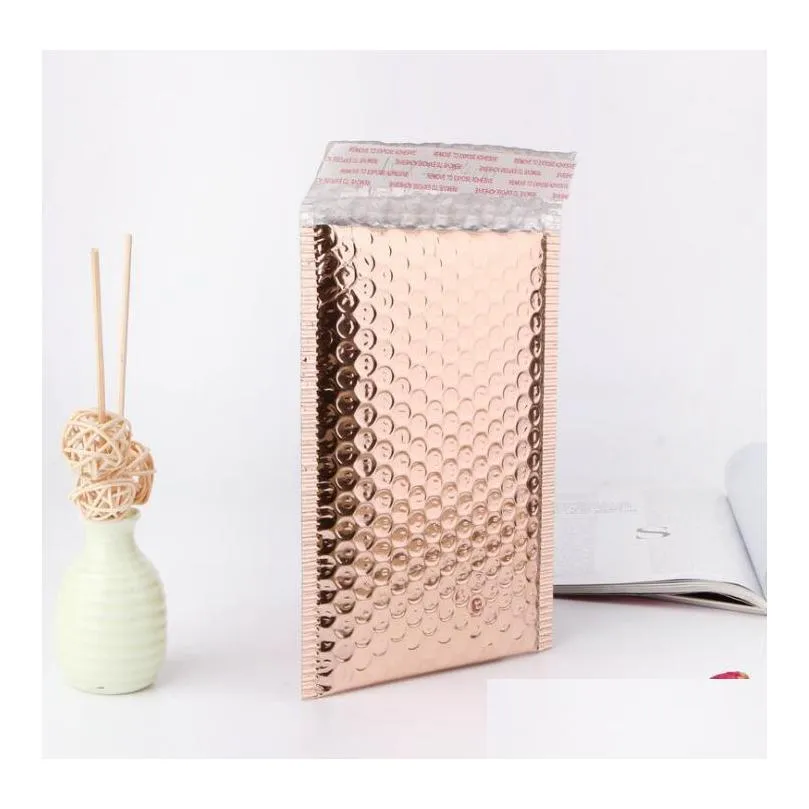 2021 rose gold bubble envelope package bag rose gold foil shockproof bubble mailer gift packaging wedding favor bag multisize