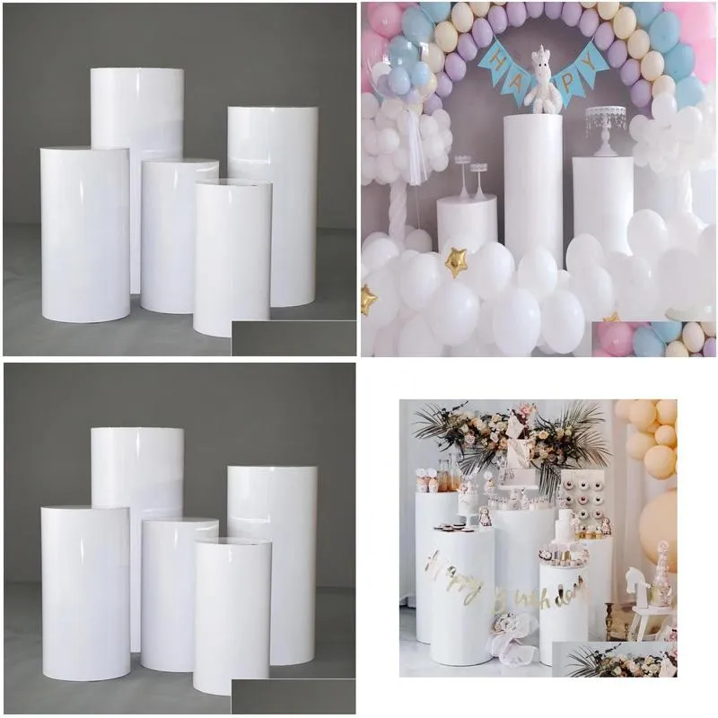 5pcs products sashes round cylinder pedestal display art decor plinths pillars for diy wedding decorations holiday f0407