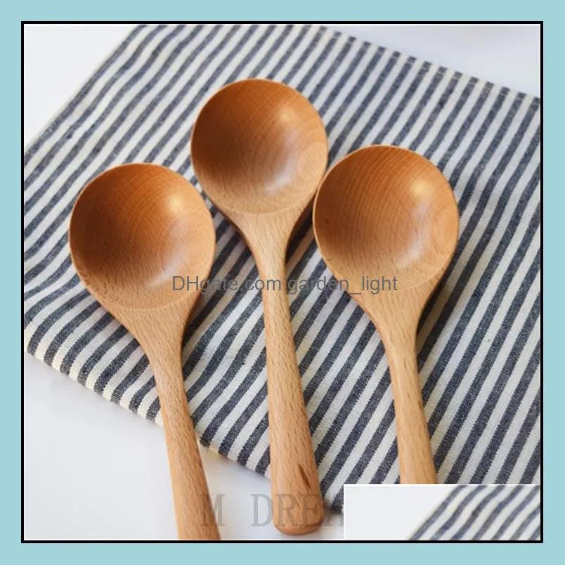 big wood round soup spoon 20.5x6cm beech wooden spoons rice scoop japanese style kitchen tableware