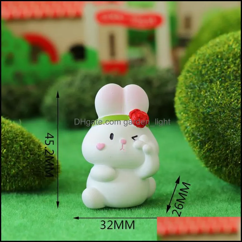 cute mini rabbit animal figurine ornament garden fairy decor silicon resin diy accessories home decoration miniature doll birthday