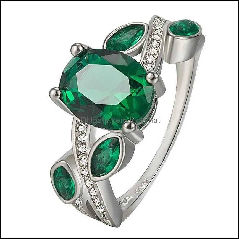 emerald ring for women fashion gold color inlaid green zircon wedding rings bridal engagement jewelry