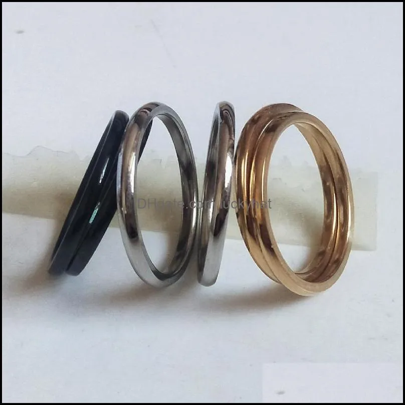 wholesale 36pcs 2mm comfortable silver gold black mix stainless steel rings fashion band jewelry ring for man women wedding gifts