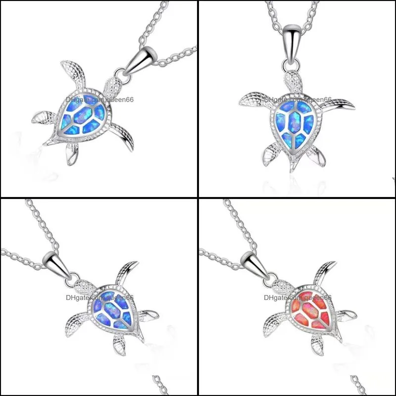 pretty blue opal necklace pendants gift necklace for women wedding jewelry beautiful pendantturtles necklaces