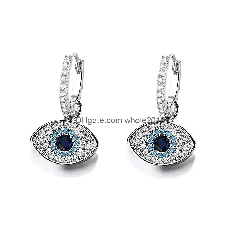 fashion jewelry evil eye dangle earrings for women zircon blue eyes earrings