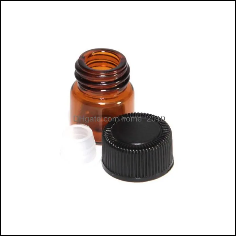 1ml 1/4 dram amber glass essential oil bottle perfume sample tubes bottle with plug and caps 5/8 dram