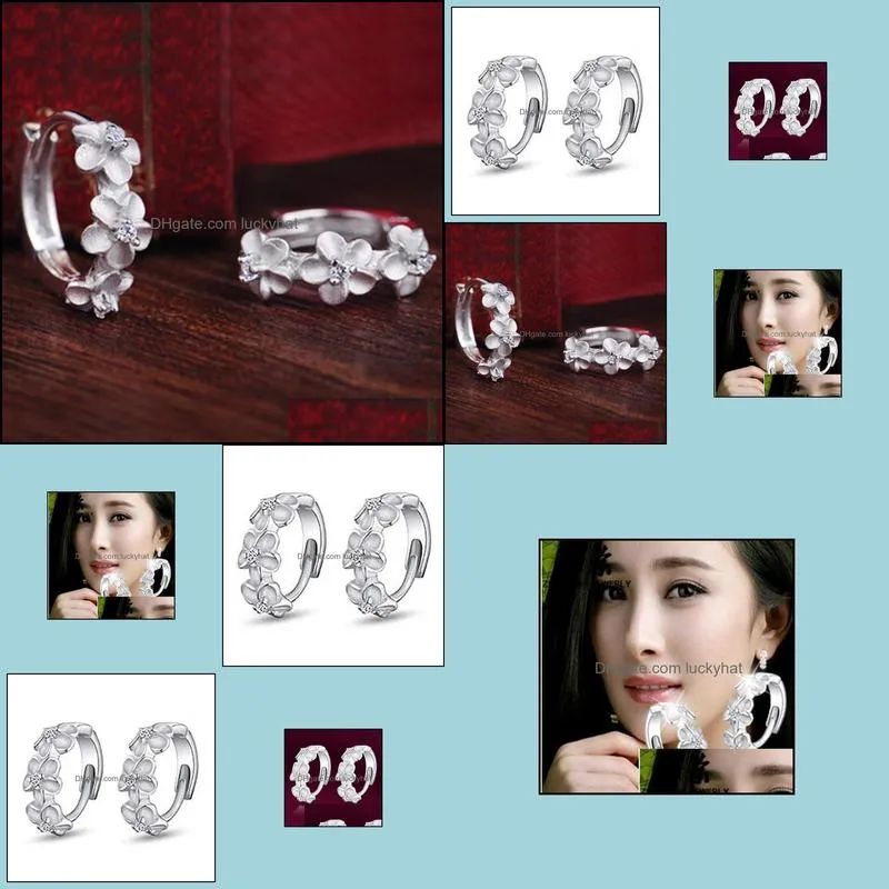 silver earrings camellia female ear buckles fashion blooming plum earrings delicate and beautiful stud earring