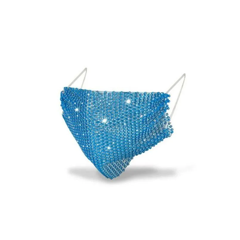 pink blue 50pcs fashion colorful mesh masks bling diamond party mask rhinestone grid net mask washable sexy hollow mask for women