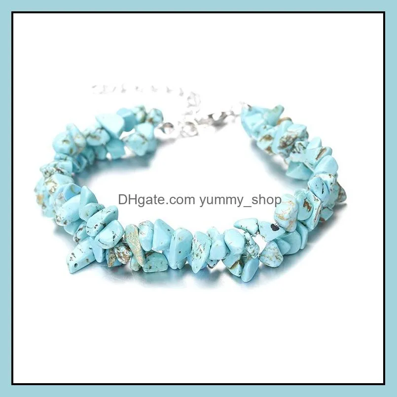 fashion natural gravel stone beads bracelet green aventurine amethyst gemstones chakra bracelet jewelry