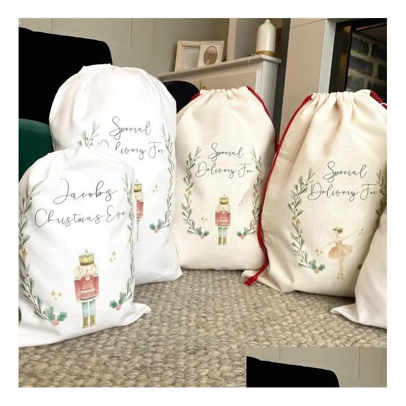 sublimation blanks santa sacks diy personalized drawstring bag christmas gift bags pocket heat transfer 0916