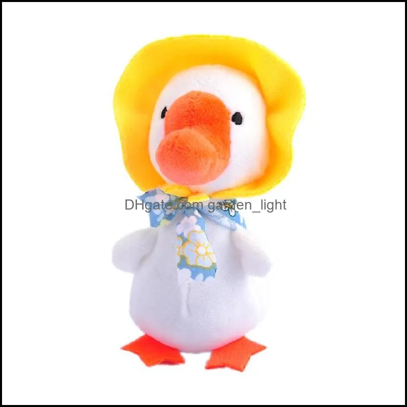 cute pastoral big white goose pendant cartoon keychain plush doll trumpet doll bag