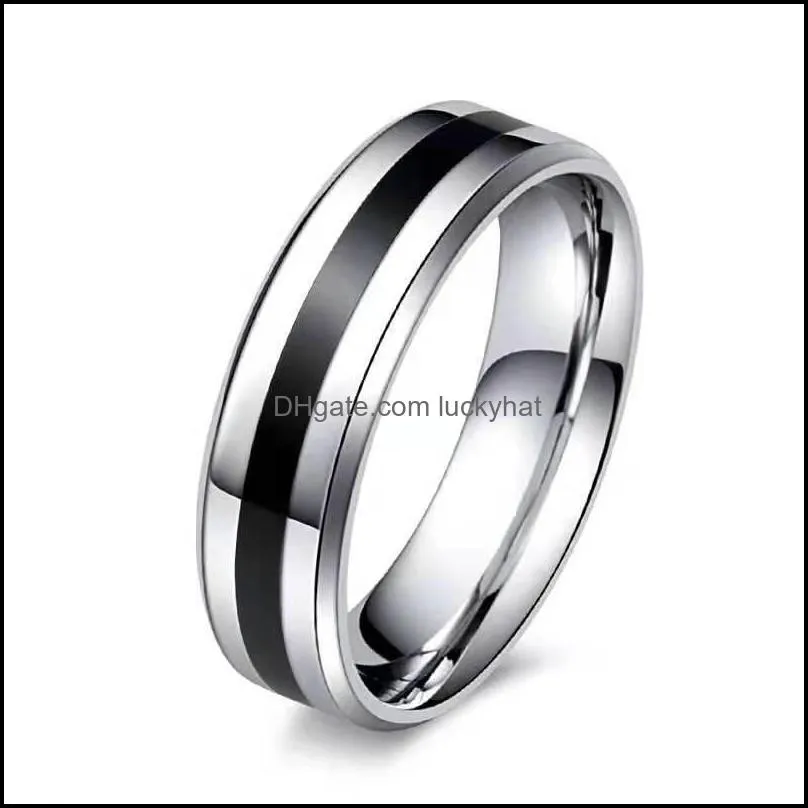 stainless steel ring for men women 4/6mm black groove couple rings wedding bands trendy fraternal rings casual male jewelry