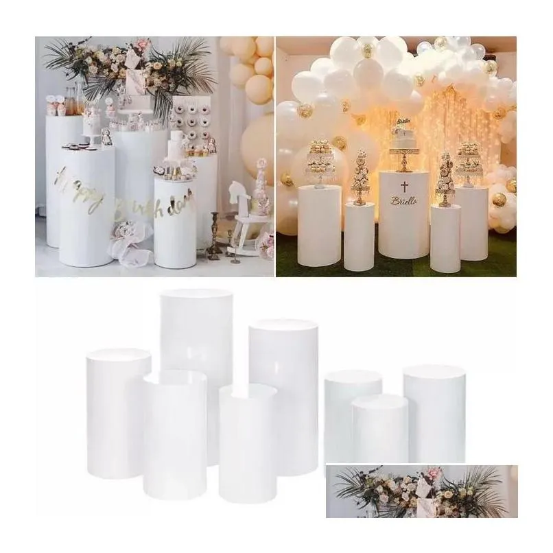 5pcs products sashes round cylinder pedestal display art decor plinths pillars for diy wedding decorations holiday f0415