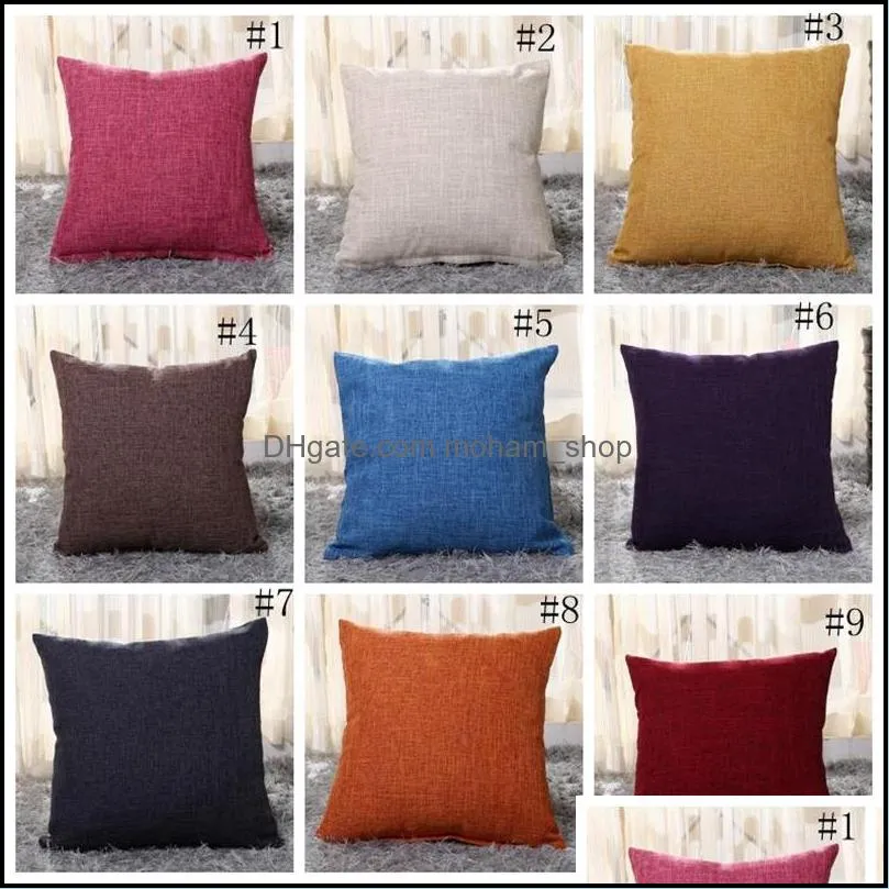 40x40cm cotton linen pillow covers solid burlap pillow case classical linen square cushion cover sofa decorative pillow cases