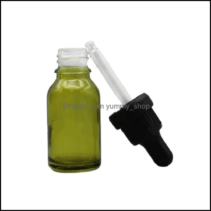 olive green glass  oil perfume bottle liquid reagent pipette bottles eye dropper bottle with childproof caps